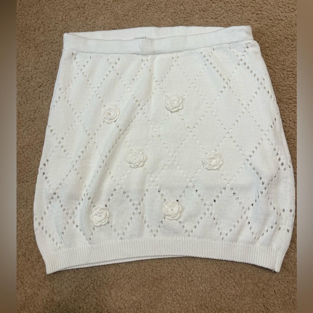 NWT Anthropologie Maeve 3D Floral Knit Mini Skirt, XL